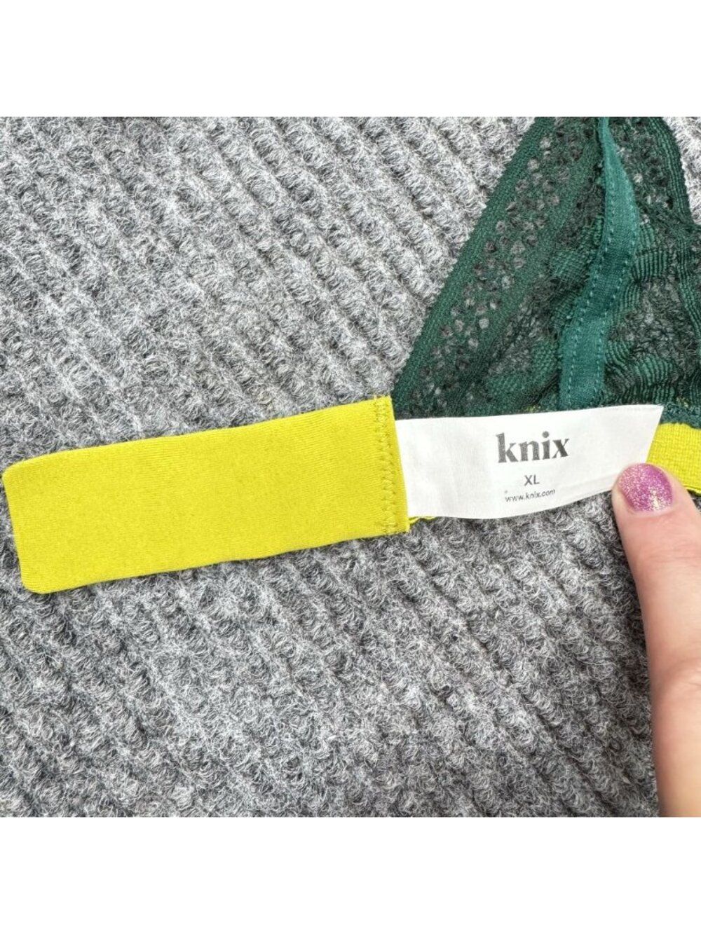 Knix Bralette Womens XL Green Lace Deep V Plunge Wireless Back Closure Bra - Picture 6 of 9